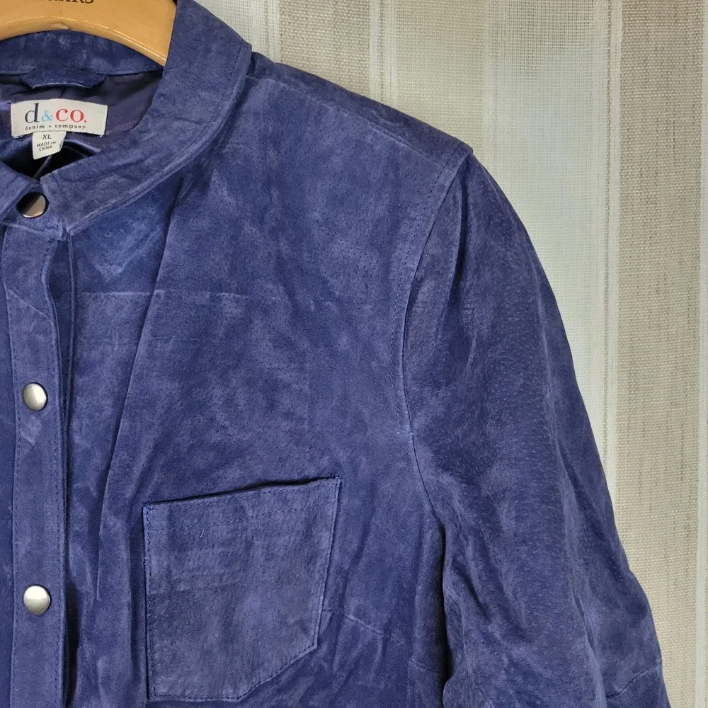 Vintage D&Co Suede Jacket Shacket Blue Purple Size Extra Large‎ - Picture 2 of 11